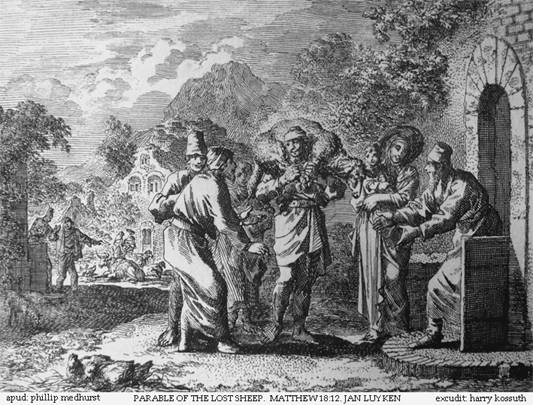 File:Teachings of Jesus 14 of 40. parable of the lost sheep. Jan Luyken etching. Bowyer Bible.gif