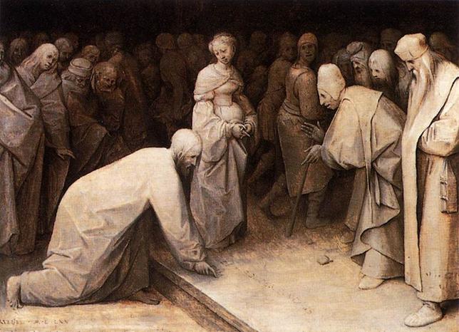 File:Christ and the Woman Taken in Adultery Bruegel.jpg