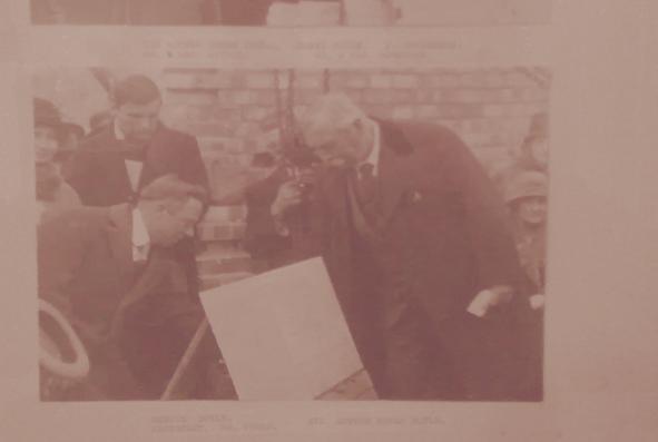 Conan Doyle laying the Foundation Stone of the Kingston National Spiritualist Church