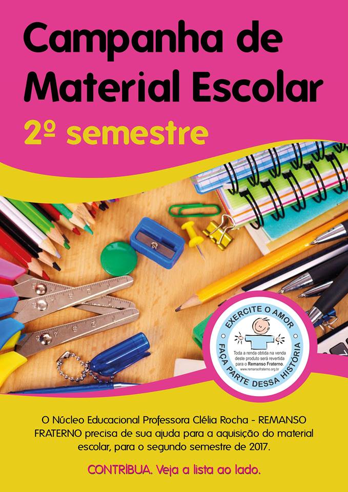 Campanha de material escolar para o Remanso Fraterno