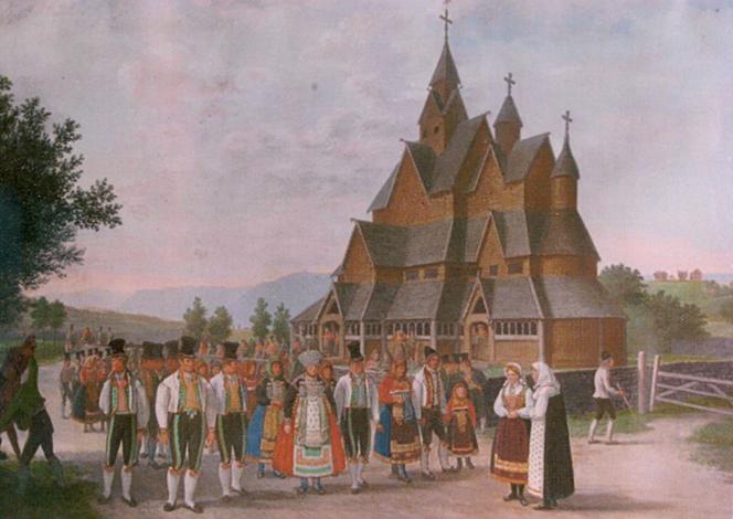 File: Stave church Heddal, Johannes Flintoe, 1828.png