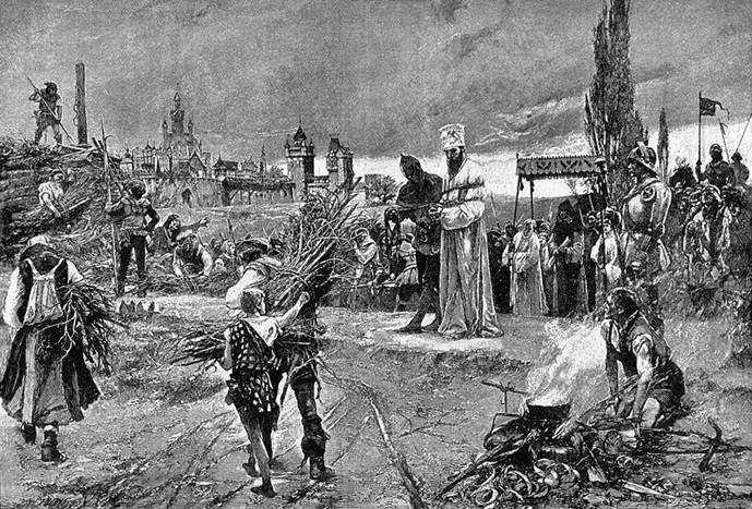 Ficheiro:Burning of jan hus at the stake at council of constance.jpg