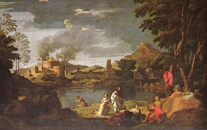 Ficheiro: Nicolas Poussin - Landscape with Orpheus and Eurydice.jpg