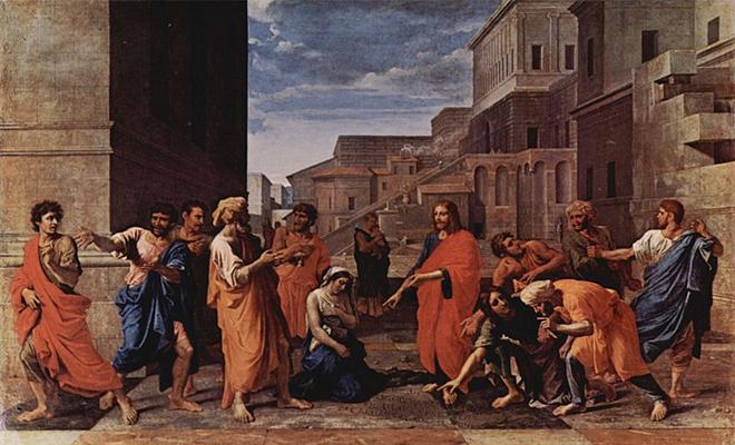 Ficheiro: Nicolas Poussin - Christ and the adulterous woman.jpg