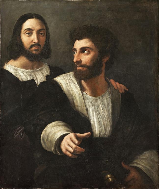 https://upload.wikimedia.org/wikipedia/commons/thumb/5/57/Portrait_de_l%27artiste_avec_un_ami%2C_by_Raffaello_Sanzio%2C_from_C2RMF_retouched.jpg/858px-Portrait_de_l%27artiste_avec_un_ami%2C_by_Raffaello_Sanzio%2C_from_C2RMF_retouched.jpg