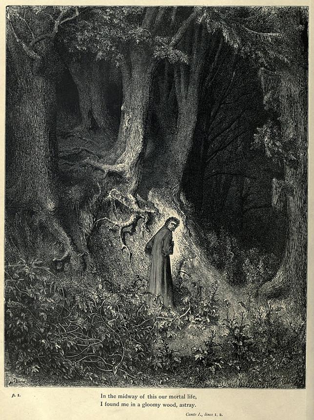 Dante e Virgílio no Inferno, ilustração da Divina Comédia, 1861