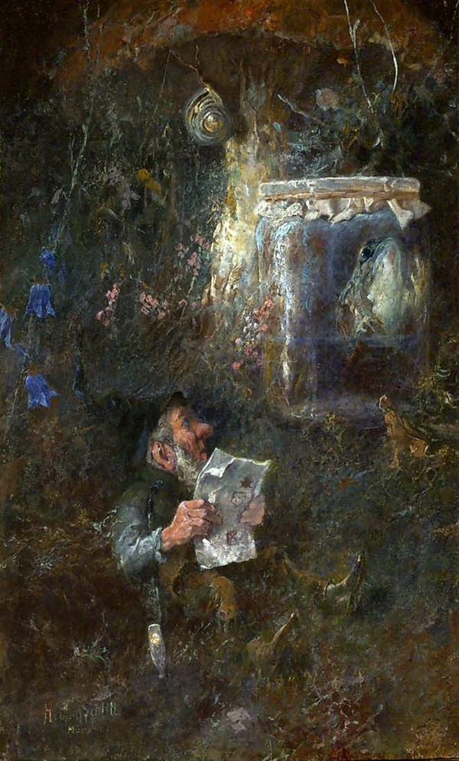 Heinrich_Schlitt_Gnom_mit_Zeitung_und_Tabakspfeife