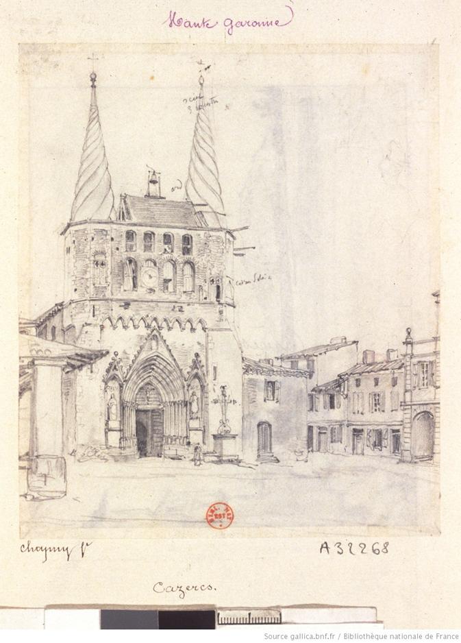 [Caz�res. Eglise Notre-Dame] : [dessin] / [Nicolas-Marie-Joseph Chapuy]