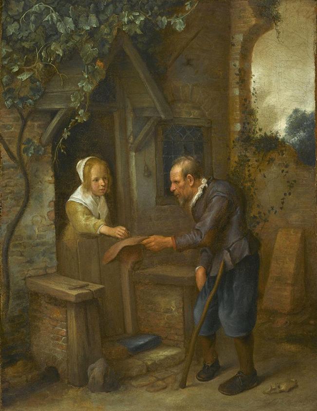 Jan_Steen_-_Young_Girl_Giving_Alms_to_an_Old_Man